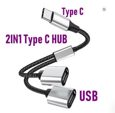 USB C Splitter, Type C to Dual USB A Female Adapter, Type C to Double USB 2.0