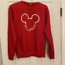 Mickey Mouse Disney 2022 Red Crew Neck Sweatshirt Womens Small Heavy Thick