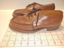 Unworn Deadstock 1950s Brown Leather Sundial Shoes Pilgrim Soles Made In Usa