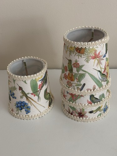 ONE Chinoiserie Hummingbird Print  Lamp Shade-Small Clip On Chandelier Sconce
