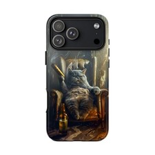 Tinta de teléfono - iPhone | Galaxy | Funda Pixel - Botella de cerveza cigarro para fumar gato