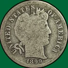 1899-S Barber Dime Good G Coin, Scratch #37039