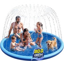 NON-SLIP 80" SPRINKLER SPLASH PAD FOR KIDS AND DOGS WITH 5MM REINFORCED EDGES