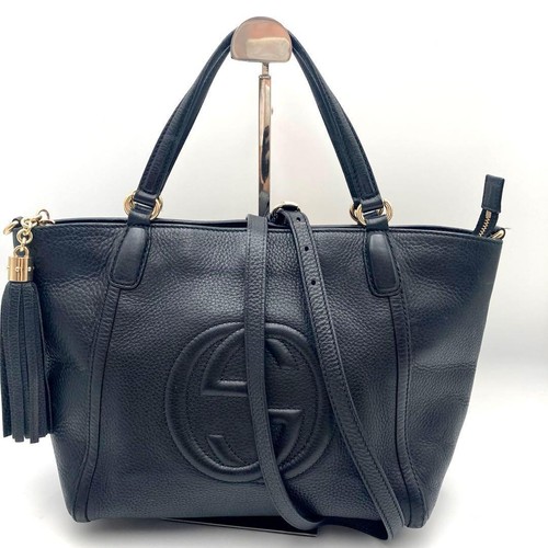 Gucci Interlocking Soho 2Way Leather Handbag Black Vintage Unisex
