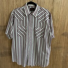 Vintage Plains Western Wear Short Sleeve Snap Shirt Purple Large