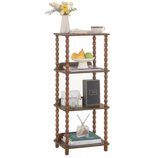 Book Shelf, 4-Tier Bookshelf with Storage, Small Bookcase Display Shelves for...
