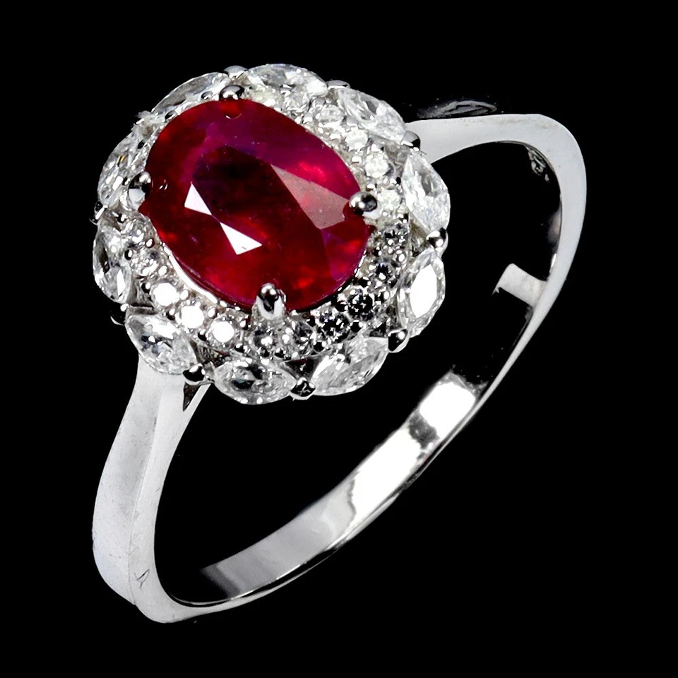 Anillo de plata de ley 925 rubí ovalado 8x6 mm piedras preciosas naturales joyería tamaño 7 Foto 2 de 4