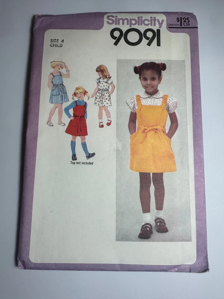 Simplicity VTG Pattern 9091 UC;FF Girls Sundress, Jumper  & Blouse SZ 4 - Image 2 of 4