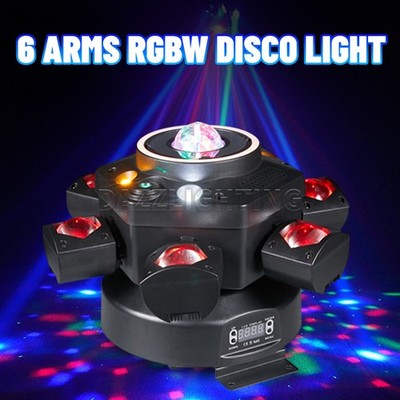 PAIDUN 6 Arms RGBW Moving Head Laser Light Magic Disco Ball DJ Club Bar Lighting