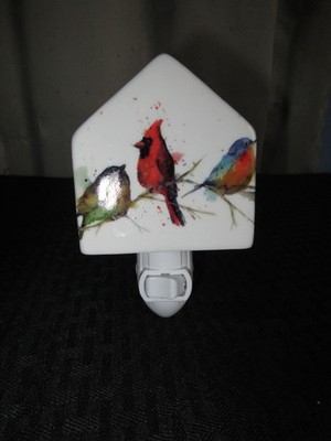 NAT & Jules Dean Crouser Little Birds White 5 x 3 Ceramic Birdhouse Night Light