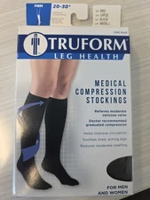 Truform Leg Health Microfiber Medical Compression Socks Large Black 20-30mmHg
