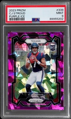2023 Panini Prizm Cj Stroud #339 PSA 9 RC Purple Ice Prizm 131/225 Football Mint
