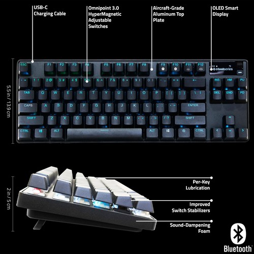SteelSeries Apex Pro TKL Gen 3 Wireless OmniPoint HyperMagnetic Gaming Keyboard - Picture 2 of 15