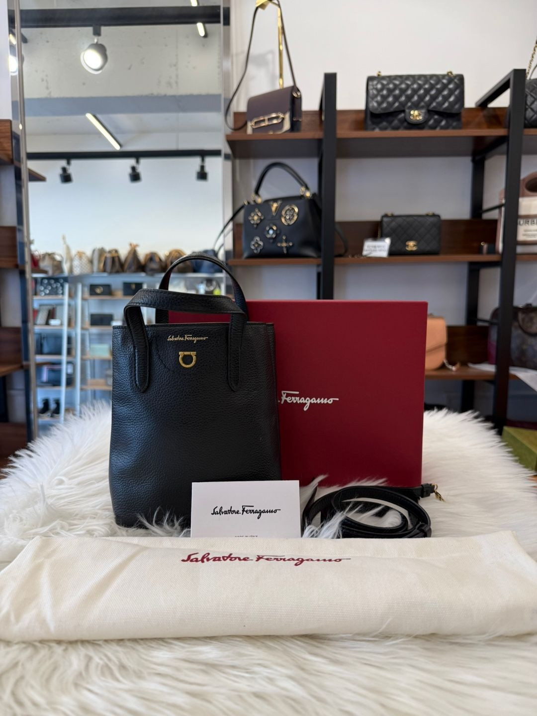 Salvatore Ferragamo Gancini Top Handle Mini Bag Black Salvatore Ferragamo Gancini Top Handle Mini Bag Black