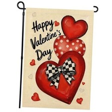 Valentines Day Garden Flag 12x18 Inch Love garden flag-12 18" 26-three heart
