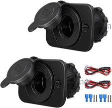 2 Pack Cigarette Lighter Socket, Waterproof Power Outlet for Car, Marine, Motorc
