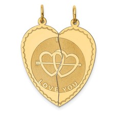 Damas Oro Amarillo 14K "Te Amo" Romper Corazón Dije Colgante Para Collar