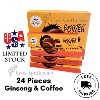 Organic Candy for Men | Coffee & Ginseng Blend   24 Pieces