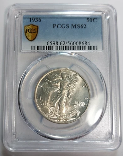 1936-P Walking Liberty Silver Half Dollar 50c PCGS MS62  Uncirculated