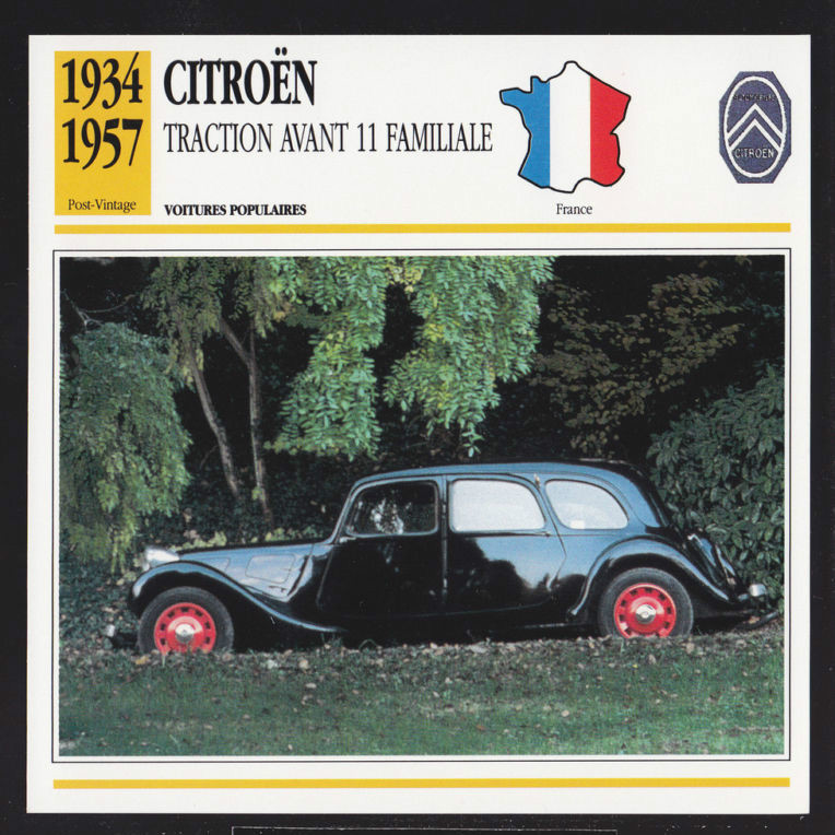 1934-1957 Citroen Traction Avant 11 Familiale Car Photo Spec