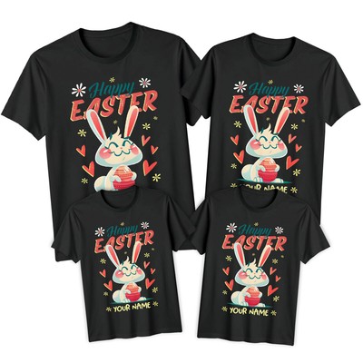 Personalisiertes T-Shirt Familie Hase Frohe Ostern Tee Festival Urlaub Party #ED