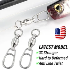 Ball Bearing Fishing Swivel with Fast Snap Clip Stainless Steel Connector Tackle