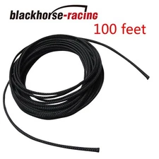 100 FT 1/8" Expandable Wire Cable Sleeving Sheathing Braided Loom Tubing Black
