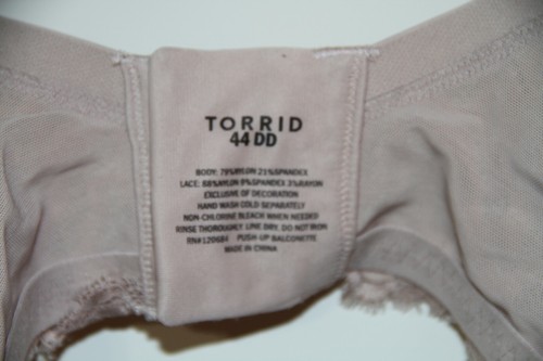 Torrid Push Up Balconette Bra Padded Lined Underwire Brown Nude Lacey Size 44DD - Picture 5 of 5