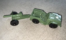 Army Jeep & Howitzer Canon Plastic Tim Mee Toys Vintage See Pics Made in USA