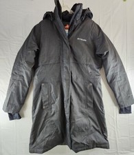 Columbia Coat Women Large Gray Apres Arson Ii Long Down Insulated Hooded Jacket