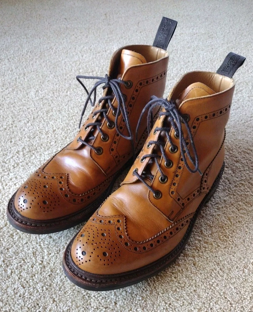 SAOLA Scarpe stivali Derby Brogue Loake 1880 pelle marrone marrone chiaro uomo UK 8 US 9 Bedale