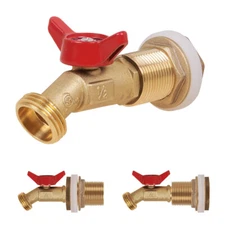 Brass Rain Barrel Spigot Quarter Turn Ball Valve Spigot with Bulkhead Fitting US
