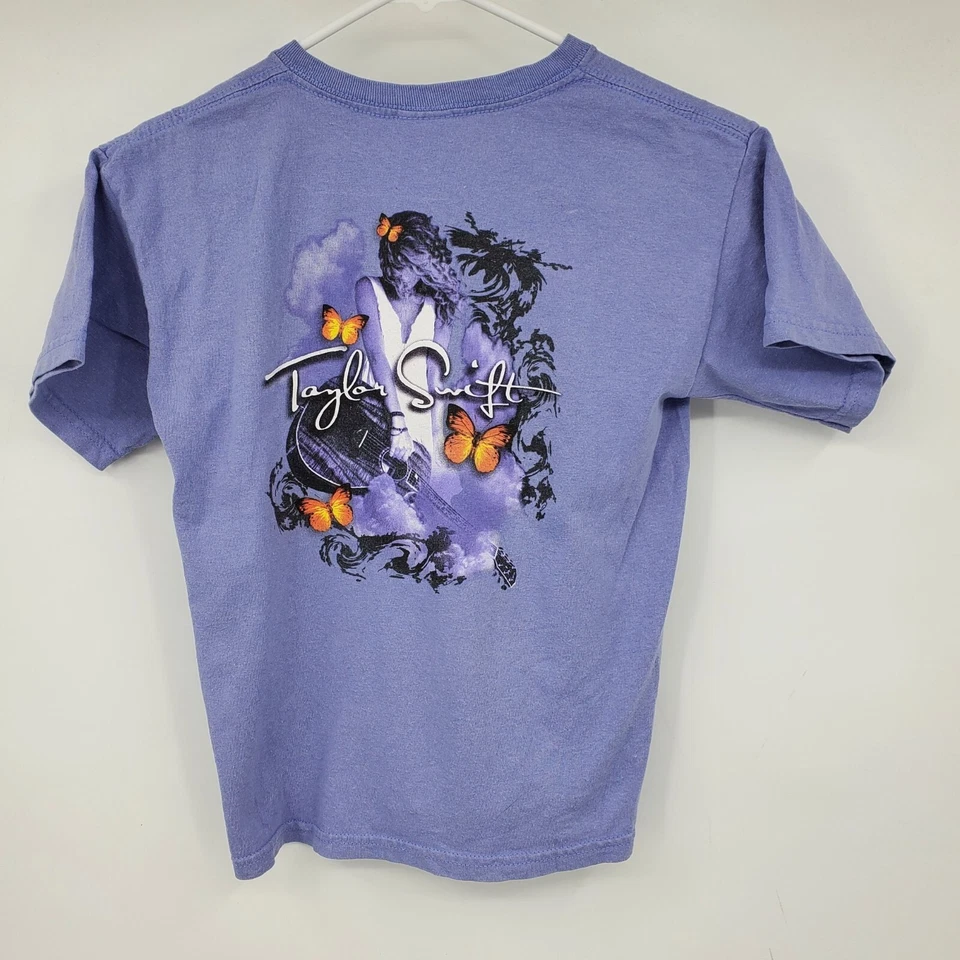 Camisa Taylor Swift Stay Beautiful 2007 Tour Doble Cara Mariposa Niños Pequeña Foto 2 de 4