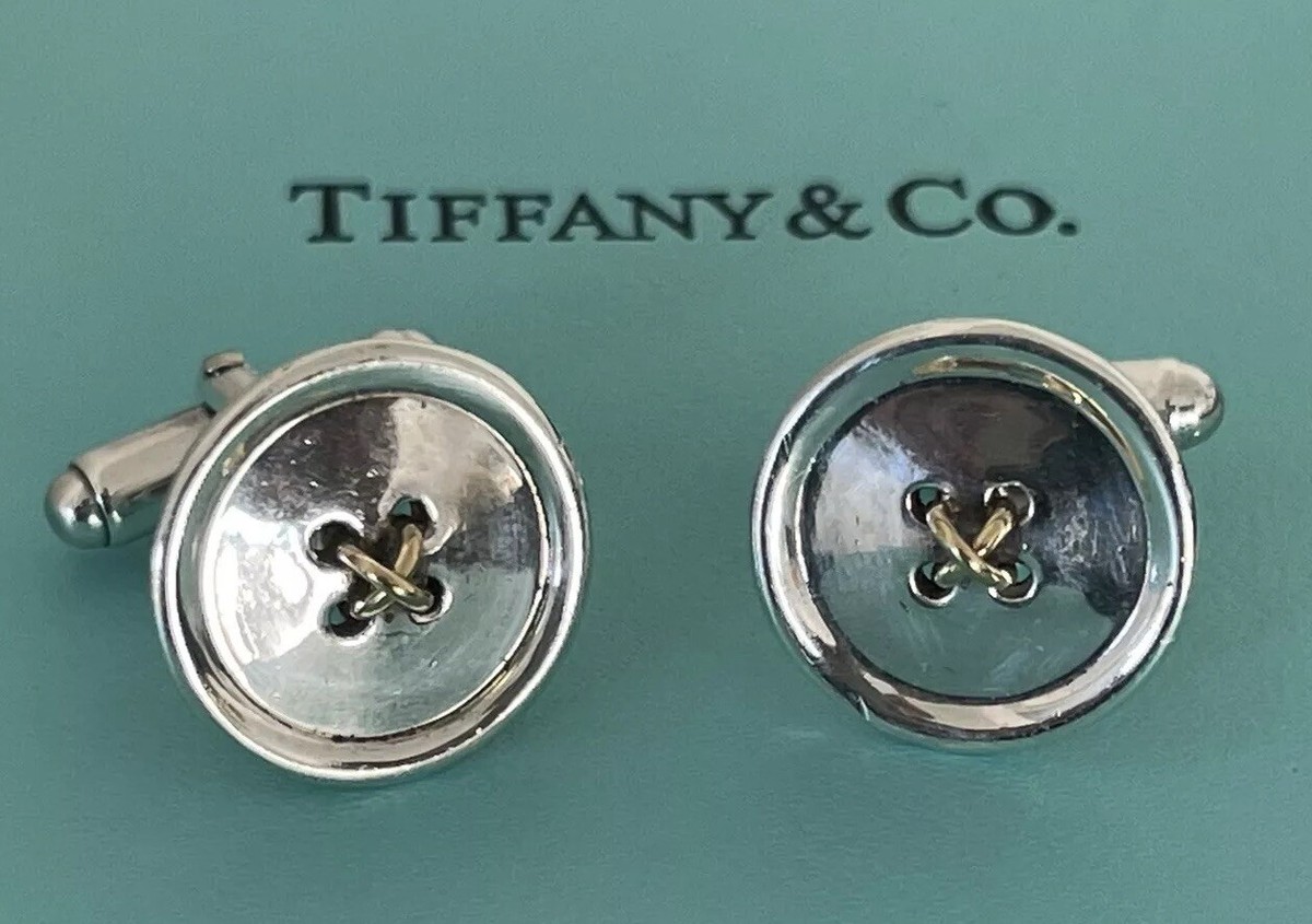 Tiffany & Co. Cufflinks Button Motif Sterling Silver 18K