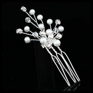 2 Pcs Handmade Rhinestone Crystal Beads Pearls Bridal Wedding Hair