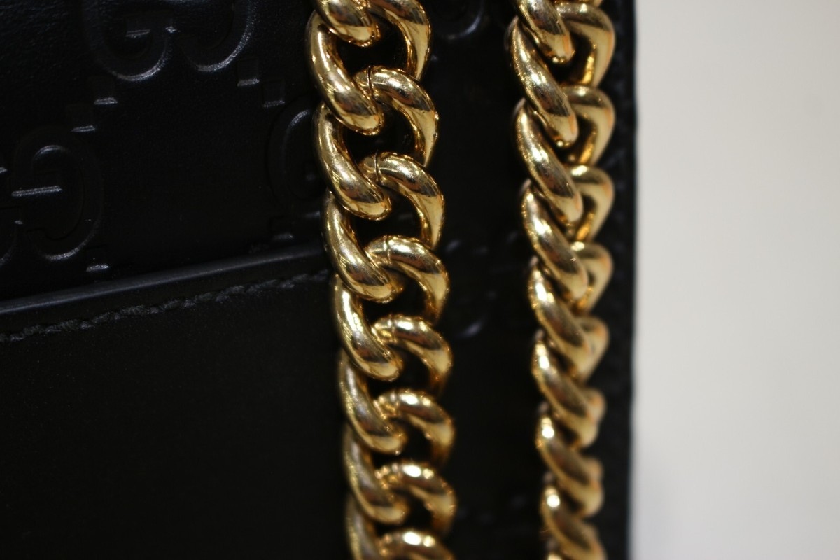 Gucci GG Signature Padlock Small Shoulder Bag Black Leather