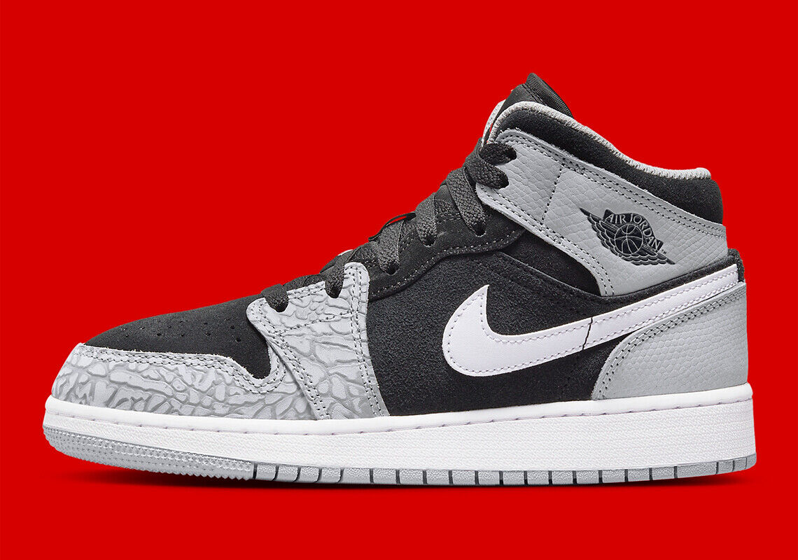 Nike Air Jordan 1 Mid SE Elephant Black Grey Shoes DM6216 Nike Air Jordan 1 Mid SE Elephant Black Grey Shoes DM6216