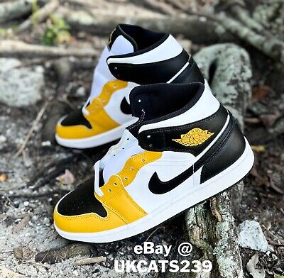 Nike Air Jordan 1 Mid Shoes Black White Yellow Ochre DQ8426 Nike Air Jordan 1 Mid Shoes Black White Yellow Ochre DQ8426
