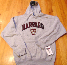 NEW GENUINE STUFF NCAA HARVARD UNIVERSITY HOODED GRAY SWEATSHIRT SIZE M