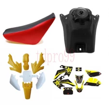 CRF50 Yellow Plastics Kit + Graphics Stickers + Seat + Petrol Fuel Tank SSR SDG