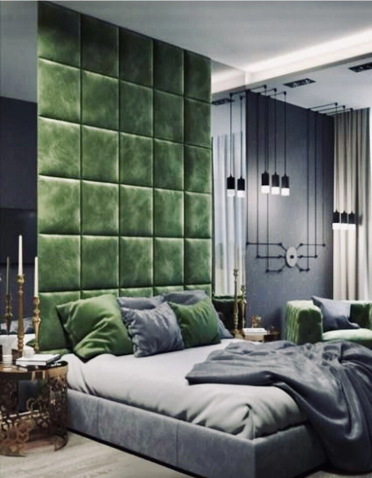 Dark green velvet headboard deals