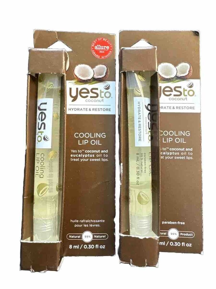 2 yes to coconut cooling lip oil 0.3oz ea distressed box
