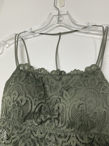 Tranquil & True Lace Bralette Bra Size S Women's Green Double Strap Padded - Picture 14 of 15