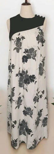 VTG 70's Royal Palm Dress Liberty House Of HAWAII Black/White Floral No Sz Tag