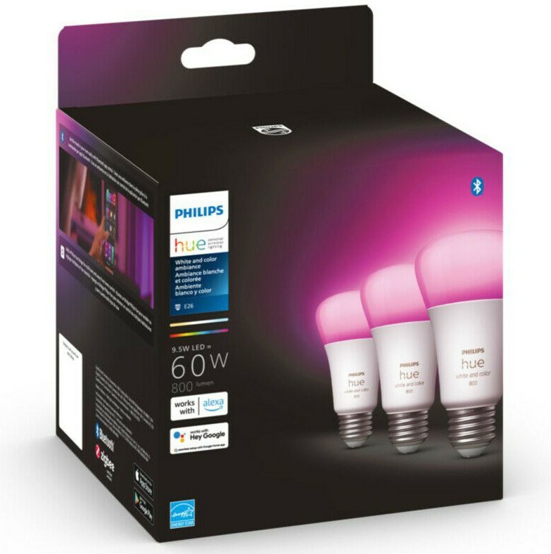 Philips Hue White & Color Ambiance A19 60W Equivalent LED Smart