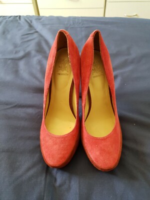MASCOTTE Pink Maroon Leather Suede High Heel Pumps Shoes Size 6.5 C22