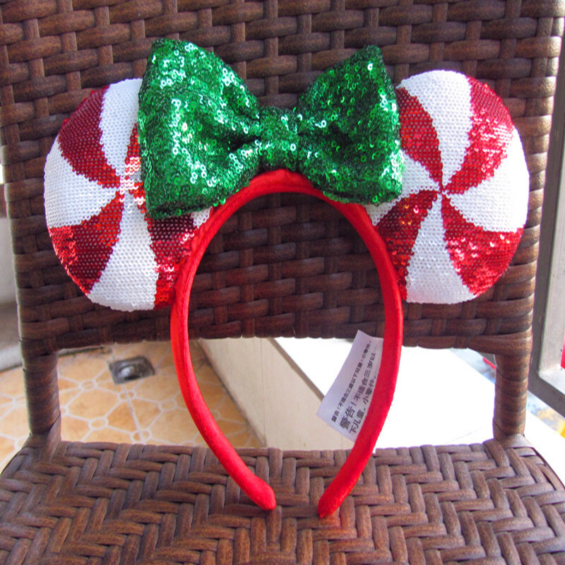 Disney Parks Candy Cane Sequin Minnie Ears Christmas  display picture 3