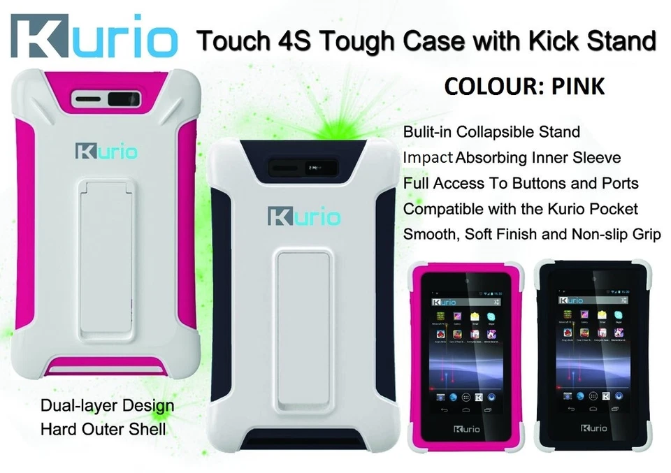 Kurio Touch 4S Pocket Tough Case with Kick Stand Full Access Hard Shell - Pink - Image 2 of 4