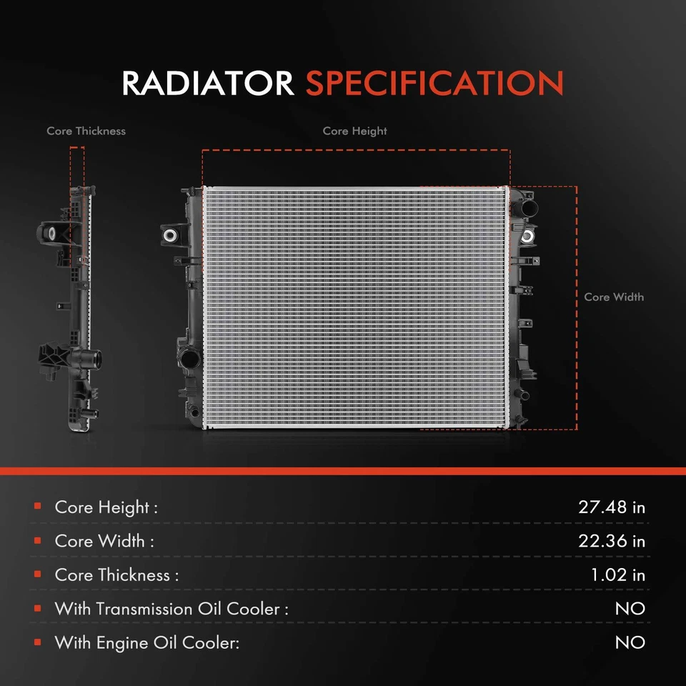 Radiador para Jeep WL Grand Wagoneer 2022-2023 WS Wagoneer 2023 L6 3,0 L flujo cruzado Foto 2 de 4