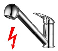 Niederdruck Küchenarmatur mit Brause ausziehbar Einhebel Spülen Mischer Chrom